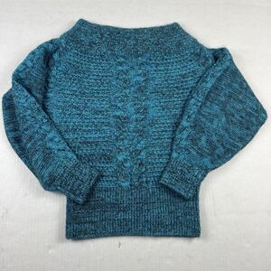 Sleeping on Snow Pullover Sweater Blue Marled Boatneck Boho Cottagecore Knit XS
